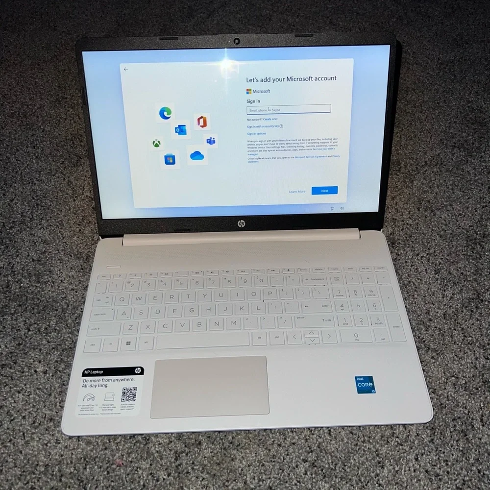 White HP 15.6” display laptop
